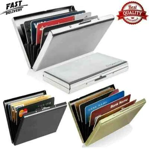 Aluminium Metal Slim Anti-Scan Credit Card Holder RFID Blocking Thin Wallet Case - Picture 1 of 23
