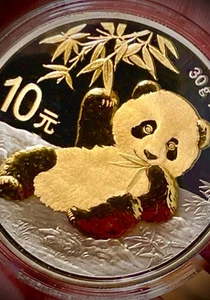 2020 China Panda Coin 10 Yuan .999 Silver /Gold Black Empire Ed. #134/1000 - Picture 1 of 19
