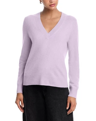 Suéter para mujer Aqua Cashmere 100 % cachemir lila cuello en V talla pequeña Foto 1 de 4