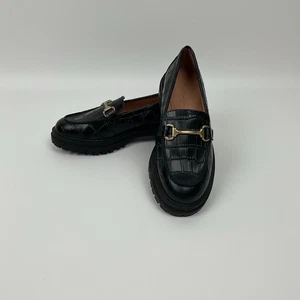 Mocasines Madewell Bradley Croc con suela gruesa en relieve negros Preppy Academia 6,5 - Imagen 1 de 12