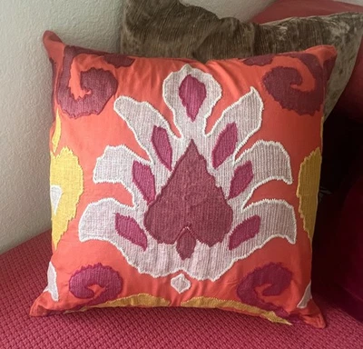 POTTERY BARN EMILIA IKAT PILLOW COVER BRIGHT ORANGE 24”x24” - Image 1 of 4