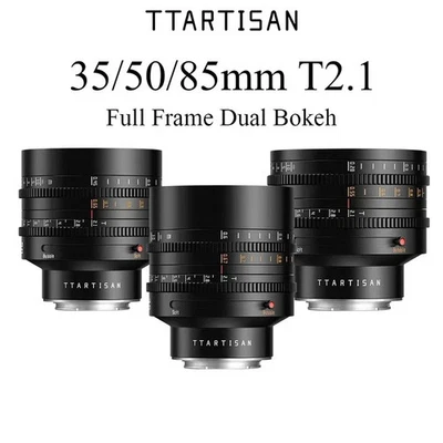 TTArtisan 35mm 50mm 85mm T2.1 Dual Bokeh Cine Full Frame Standard Prime Lens MF - Image 1 of 4