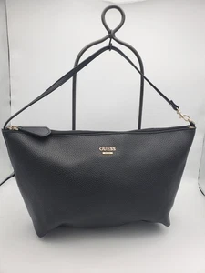 GUESS TOTE HANDBAG BLACK, 15" X 11", GENTLY LOVED - Picture 1 of 7