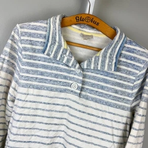 Talbots Shirt Top Womens M Blue White Stripe Collared Pullover Preppy Coastal - Picture 1 of 6