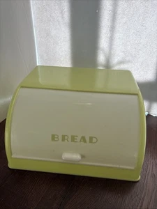 Vintage grün und weiß Loma Brotkasten Fuß Wert Texas Pat. 2661114 Rolltop - Bild 1 von 11