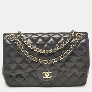 Chanel Black Quilted Leather Jumbo Classic Double Flap Bag - Picture 1 of 10