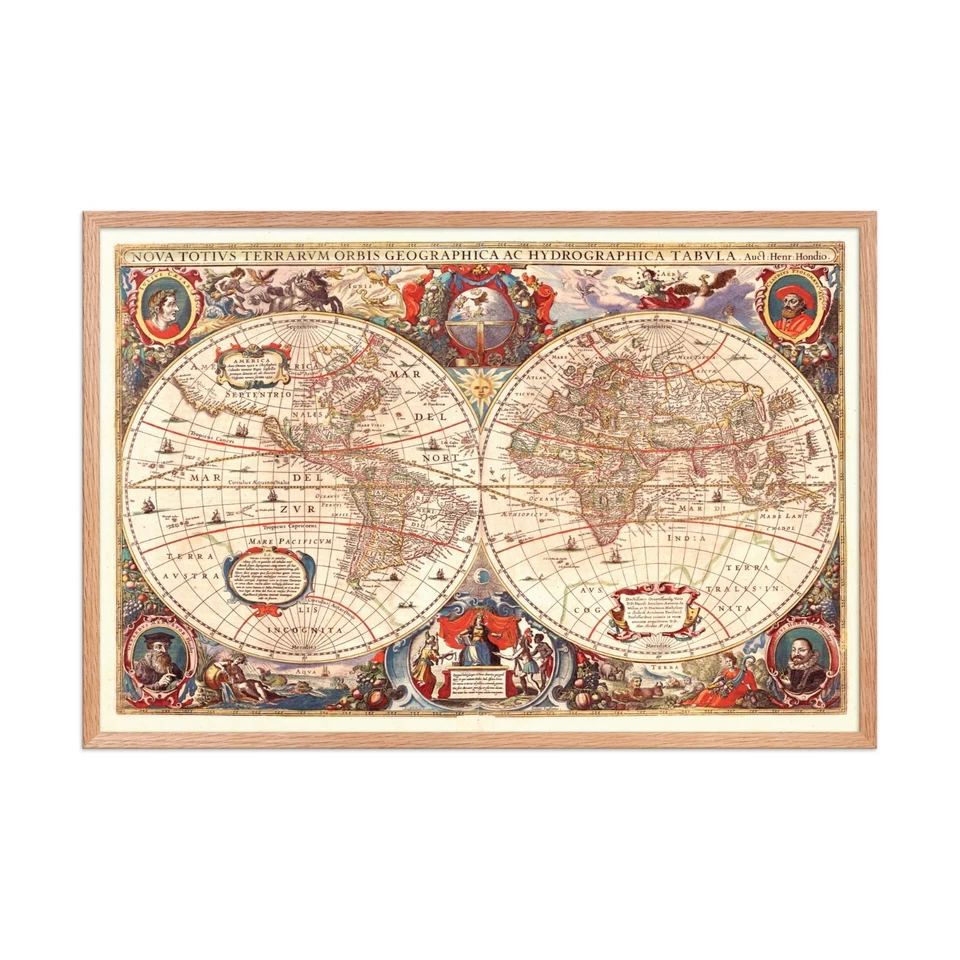 Antique World Map Print, Vintage Wall Art, Old Maps, Old Map - Image 1 of 4