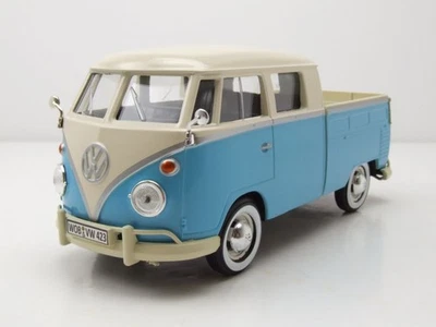 VW T1 Bus DoKa Pritsche blau beige Modellauto 1:24 Motormax - Bild 1 von 4