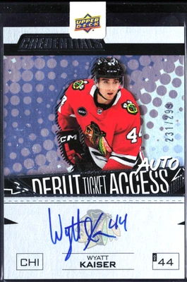 WYATT KAISER 2023-24 UD Credentials Debut Ticket Access Auto Rookie RC /299 - Image 1 of 2