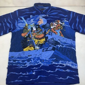Camicia vintage Phat Farm uomo XXXL blu samurai Y2K guerriero giapponese anime - Foto 1 di 20