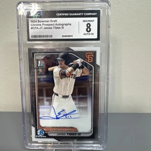 JAMES TIBBS III 2024 BOWMAN CHROME DRAFT 1ST AUTOGRAPH AUTO CGC 8 AUTO 10 - Picture 1 of 2