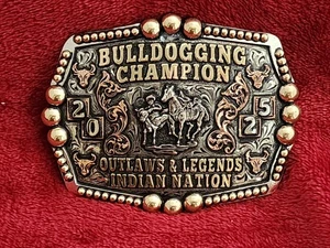 Indian Bulldogging Rodeo Champion Trophy Belt Buckle☆Outlaws & Legends☆2025☆940 - Picture 1 of 14