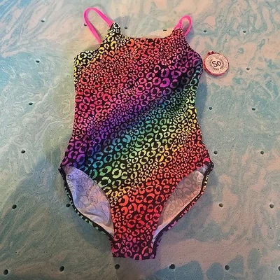 SO Swimsuit Girls Size 14 Nwt Kohls One Piece Colorful Bathing Suit. P - Image 1 of 4