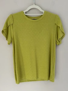 M&S Collection Womens Top 12 Green Spotted Cotton Jersey Summer Holiday Casual - Picture 1 of 5