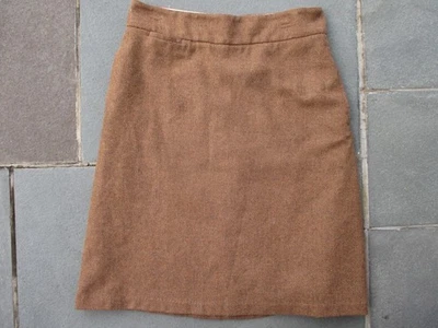 LANDS' END Women BROWN Herringbone WOOL Blend SKIRT Straight Lined POCKET Zip 10 - Image 1 of 4