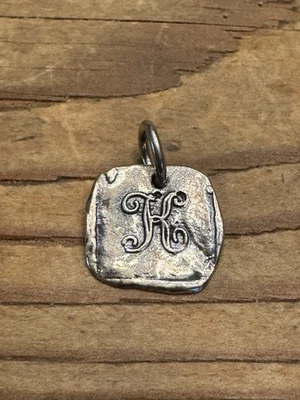 Waxing Poetic Sterling  “K” Square Initial Charm 1/2” - Image 1 of 2
