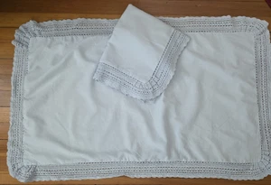 Simply Shabby Chic Häkelkante Leinen/Baumwollmischung einfarbig babyblau Set KingShams - Bild 1 von 5