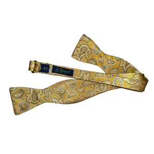 Haspel Mens Bow Tie Gold Paisley Adjustable Formal Neckwear A20Q - Picture 1 of 4