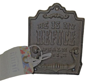 Dayspring Cast Iron Door Knocker REDEEMED He is My Refuge Psalm 91:1,2 NEW - Picture 1 of 2