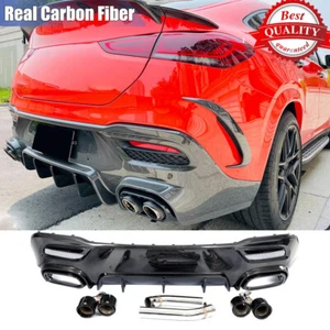 Fit For Benz W167 GLE350 GLE53 GLE63 Coupe Real Carbon Rear Bumper Diffuser Lip - Picture 1 of 13