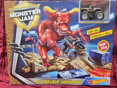 New HOT WHEELS MONSTER JAM EL TORO LOCO SHOWDOWN PLAYSET nib truck trucks thrill - Image 1 of 4