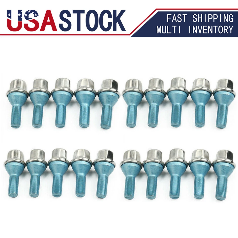 For 2012-2020 Chrysler Dodge Jeep Hex Head Bolts For Aluminum Wheels Set Of 20 - Image 1 of 4