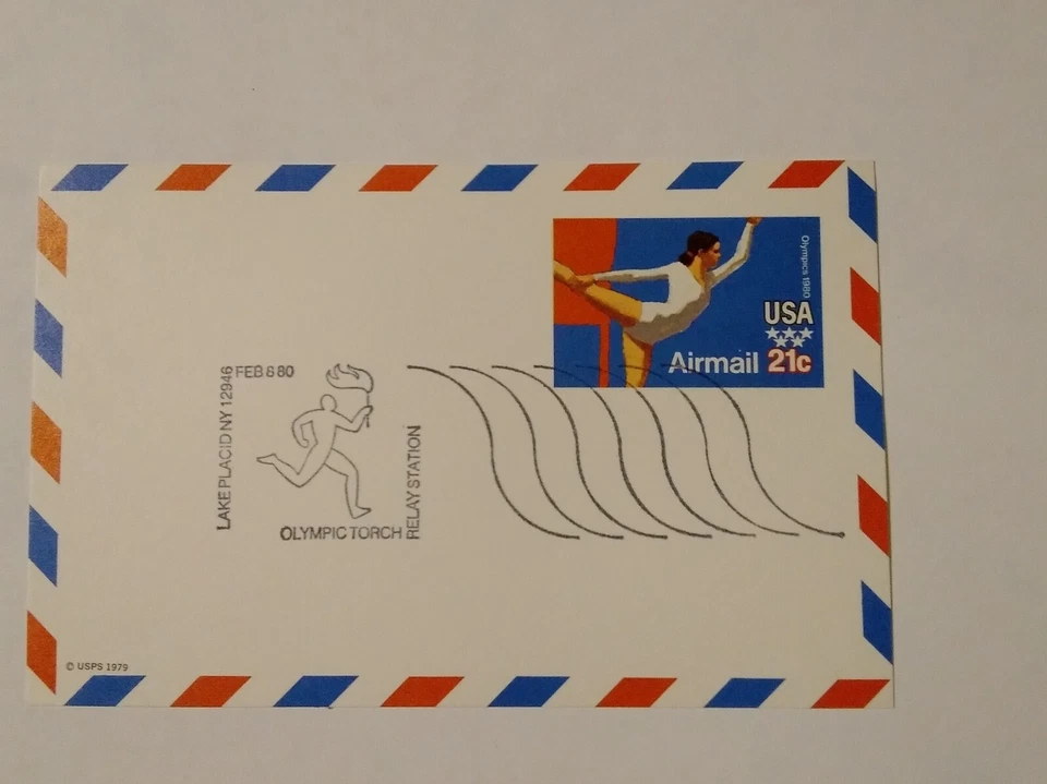OLYMPIC POSTAL CARD US SCOTT #UXC18 LAKE PLACID TORCH RELAY CANCEL - Image 1 of 1