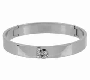 QVC Steel by Design Crystal B Initial Average Hinged Bangle Bracelet $ 56