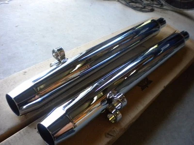 NOS Mac Whispertone Tapered Tip Chrome Mufflers Exhaust Fits Harley Davidson FLT - Image 1 of 4