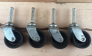 Je 4 silberne Industrie Möbelrollen schwarz Kunststoff 1 1/2" Rad - Bild 1 von 9