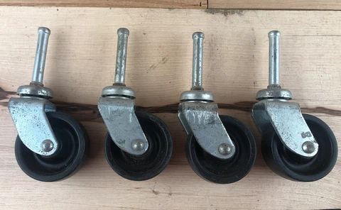 4 Each Silver Industrial Furniture Casters Black Plastic 1 1/2” Wheel Cover