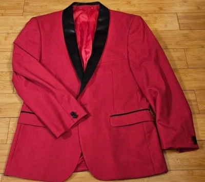 Traje Chaqueta Hombre Lorenzo Bruno Rojo Negro Pipa 65/35 Talla 40S Foto 1 de 4