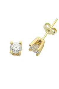 Gold Solitär Ohrringe EDT127- Zertifiziertes 14K Gold-Ein Perfektes Geschenk - Bild 1 von 4