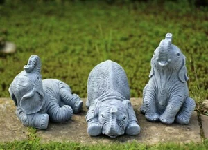 GARDEN ORNAMENTS LAUGHING ELEPHANTS DECORATIVE OUTDOOR INDOOR LARGE GIFT - Picture 1 of 7