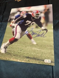 BUFFALO BILLS BRUCE SMITH #78 SIGNED 11X14 PHOTO HOF 2009 Blue Pose Beckett - Picture 1 of 1
