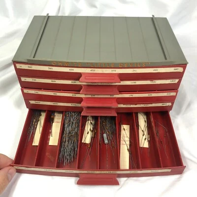 VTG OHMITE "Little Devils" Resistor 5 Drawer Cabinet w. Assorted Resistors L@@K! - Image 1 of 4