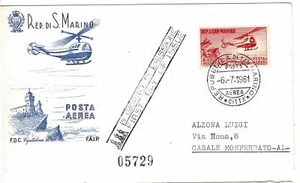 1961 FDC Capitolium San Marino Lire 1000 Hélicoptère Recommandée MF103126 - Bild 1 von 1