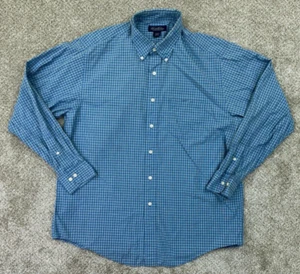 Brooks Brothers Hemd Herren Large blau weiß kariert Country Club Dress Button Down - Bild 1 von 6