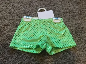 Girls 4 Green Sparkly Cheer Dance Gymnastics Bar Spandex Bike Style Shorts NWT - Picture 1 of 2