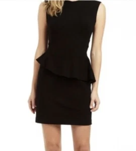 Drew Trudy Black Cocktail Dress Size 10 Sleeveless Peplum Ruffle Sheath Y2K 90s - Picture 1 of 13