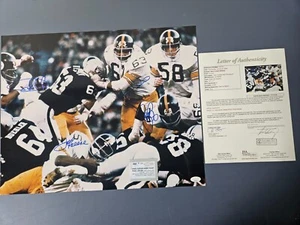 Foto tenda in acciaio Pittsburgh Steelers 20x16 - JSA LOA - firmata da tutti e quattro - Foto 1 di 7