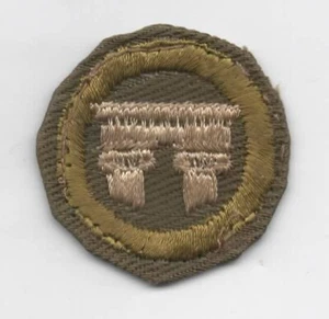 Architecture Merit Badge, Type E Khaki Narrow Crimped (1947-60), Used - Picture 1 of 1