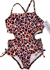 Cat & Jack™ Toddler Girl Animal Print Cut-Out-Sides 1-Piece Swimsuit Size 4T - Picture 1 of 5