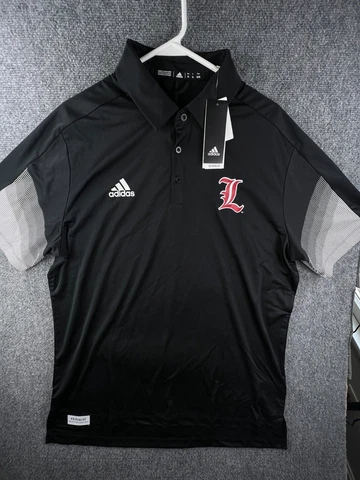 Adidas Louisville Cardinals Polo Shirt Short Sleeve Black White NWT XL Primeblue Cover