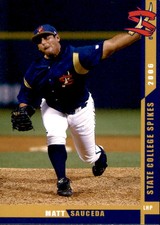 2006 State College Spikes Grandstand #17 Matt Sauceda San Antonio Texas TX Card