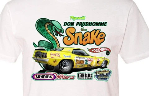 NEW! Don "THE SNAKE" Prudhomme RETRO 1970 Hot Wheels Snake I X-Large T-Shirt Cover