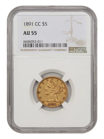 1891-CC $5 NGC AU55 Cover