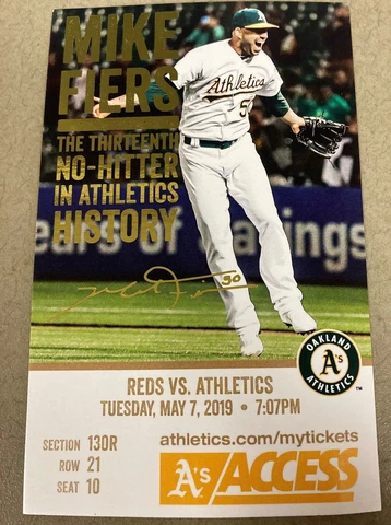 Oakland Athletics Mike Fiers No-Hitter Commemorative Ticket Cover