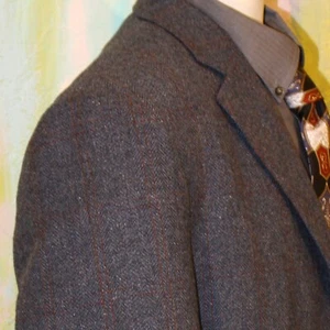 46 Brooks Brothers Plaid 346 Gray BLAZER Regent SILK TIE Mens Jacket Tweed 46L - Picture 1 of 14
