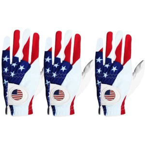 3 Pack Golf Glove Men Left Hand Right with Ball Marker USA Flag All Weather Grip - Picture 1 of 10